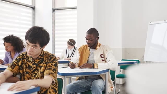 Students working on their applications