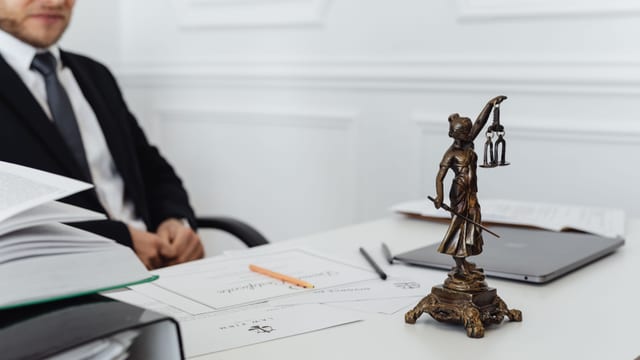 Lawyer working on case files