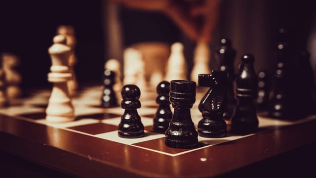 Chess pieces on a chessboard